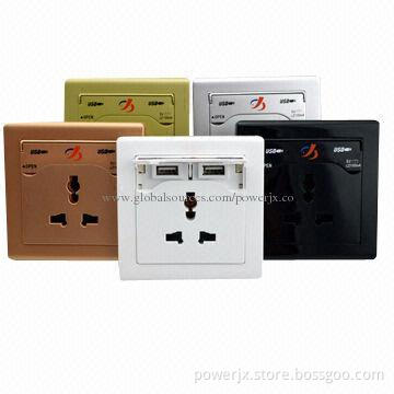 AC USB wall outlet, USB power outlet/silver color wall plug with USB